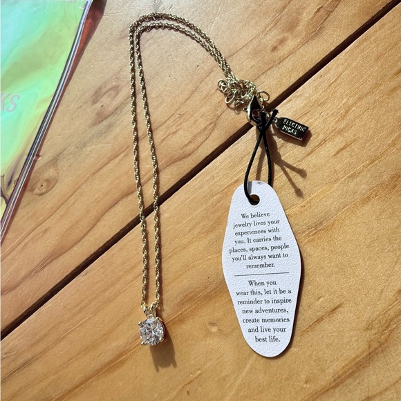 Electric Picks Legacy Gold Necklace Pendant CZ diamond solitaire Alexa Anglin - Picture 3 of 5